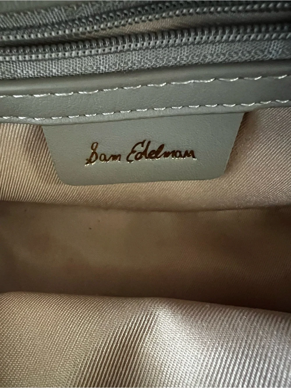 Sam Edelman Gray & Ivory Canvas Logo Crossbody Camera Bag